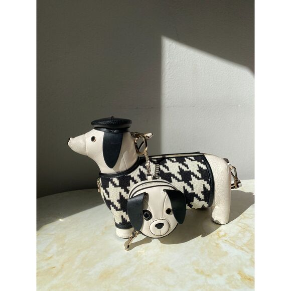 kate spade Handbags - RARE 2 in 1 Kate Spade Claude Dachshund Dog Houndstooth Crossbody and Coin Purse